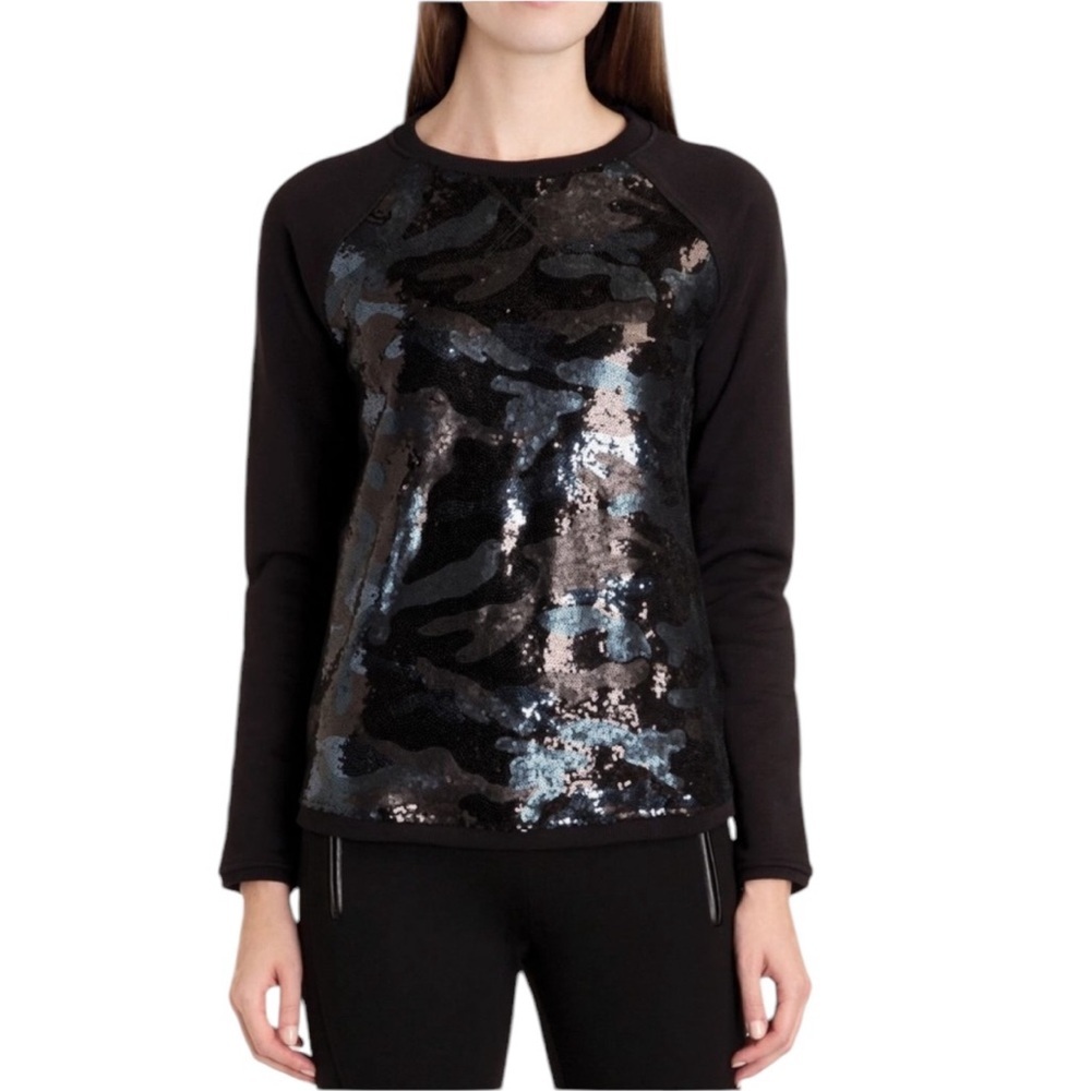 Ted Baker London Beth Camo Sequin Sweatshirt Ted Size 4 US Size 10